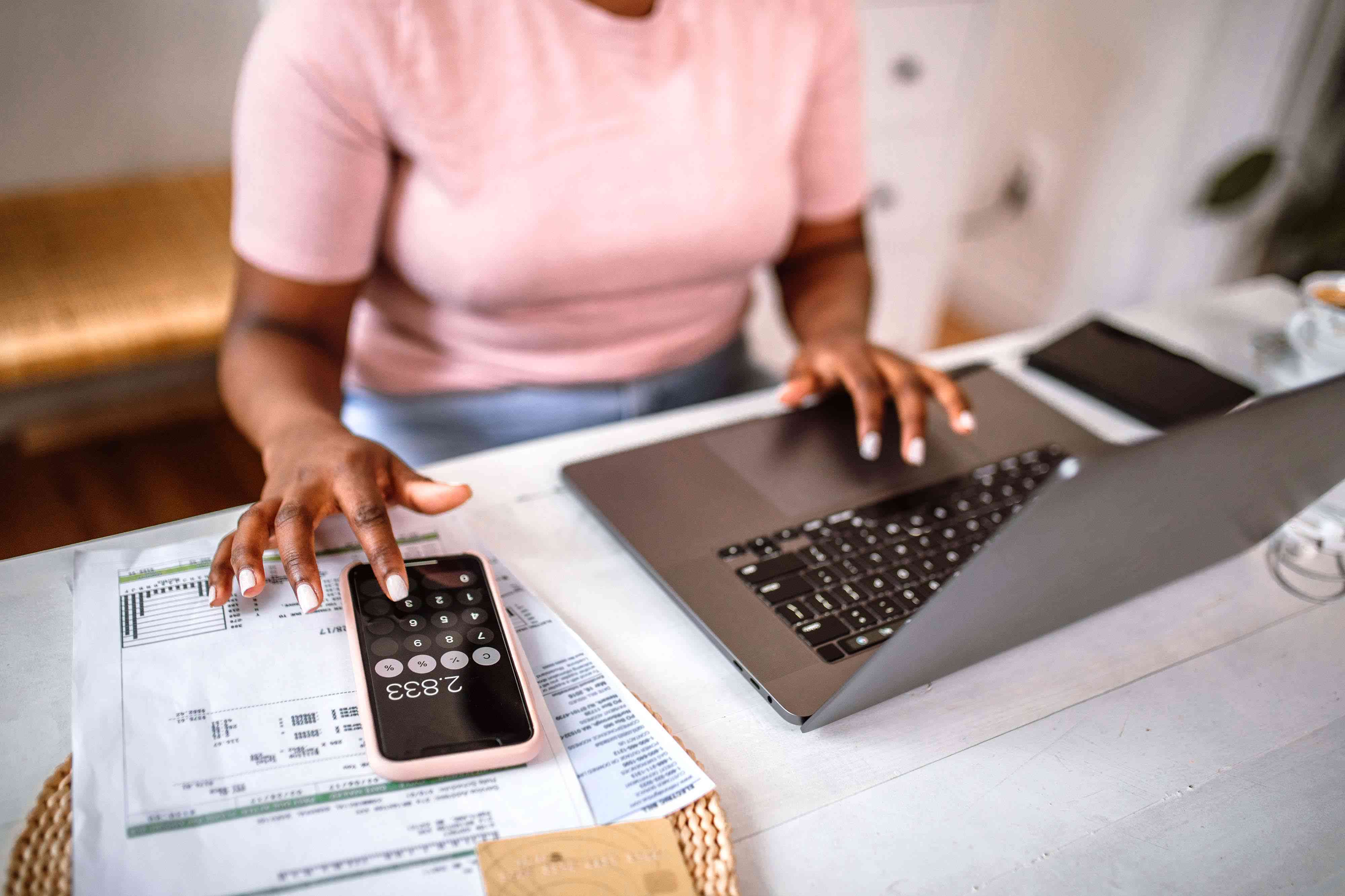 Woman managing home finances