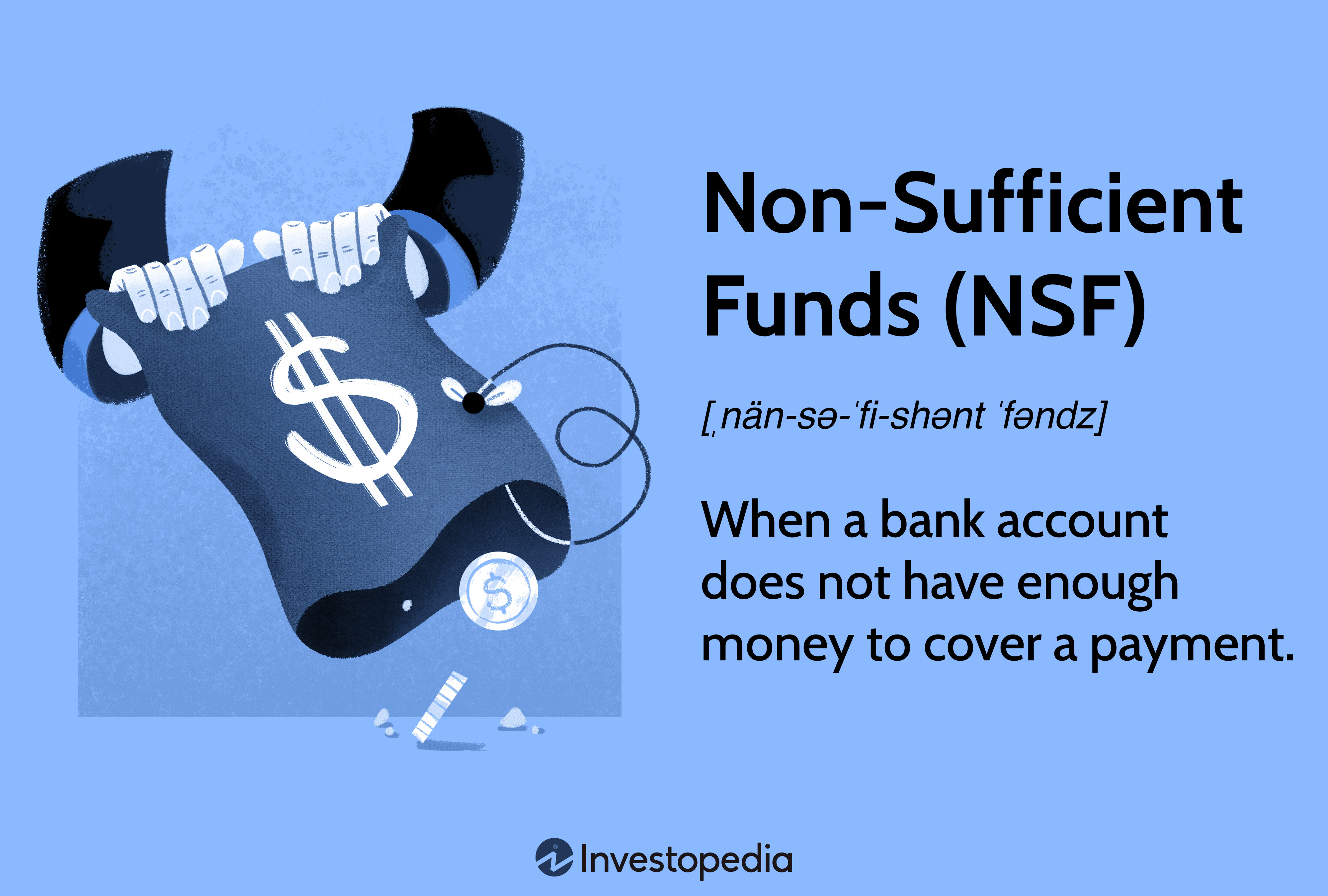 Non-Sufficient Funds (NSF): When a bank account does not have enough money to cover a payment.